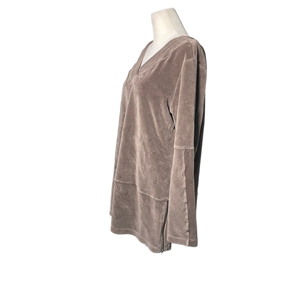 Soft‎ Surroundings Velour Sweatshirt Tunic Pullover Taupe Women Medium Soft Cozy - Picture 2 of 10